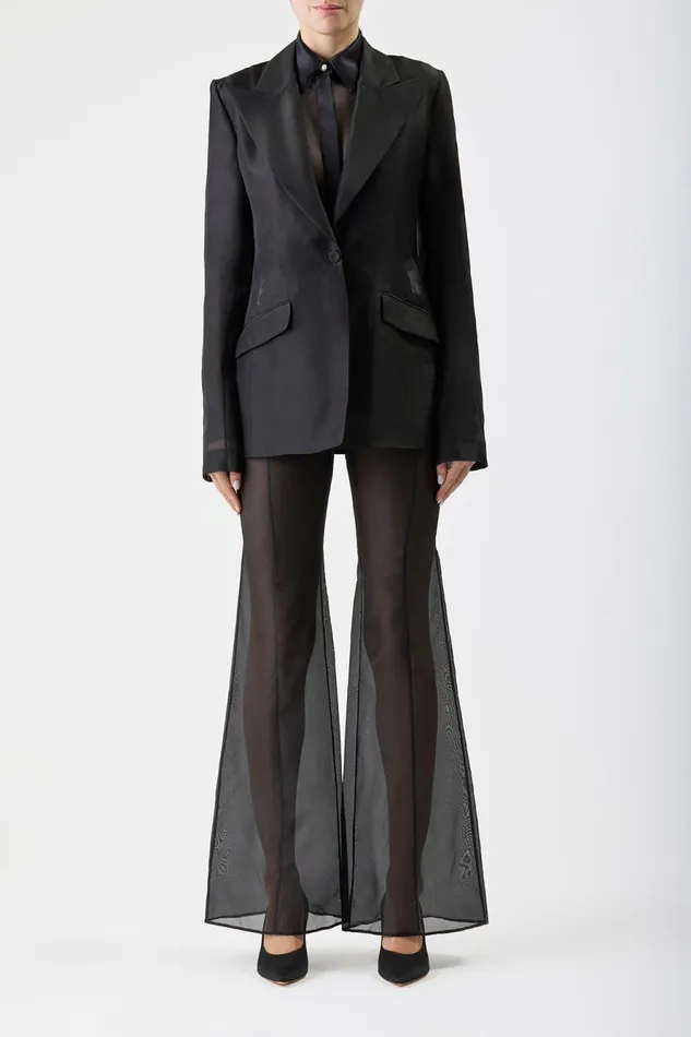 Suits Women Gabriela Hearst Leiva Sheer Blazer In Black Silk Organza