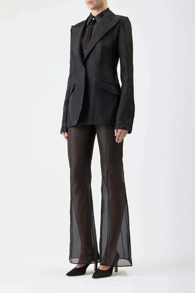 Suits Women Gabriela Hearst Leiva Sheer Blazer In Black Silk Organza