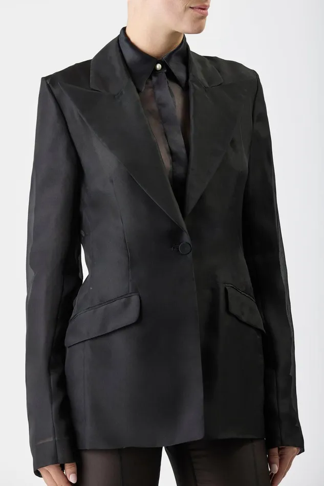Suits Women Gabriela Hearst Leiva Sheer Blazer In Black Silk Organza