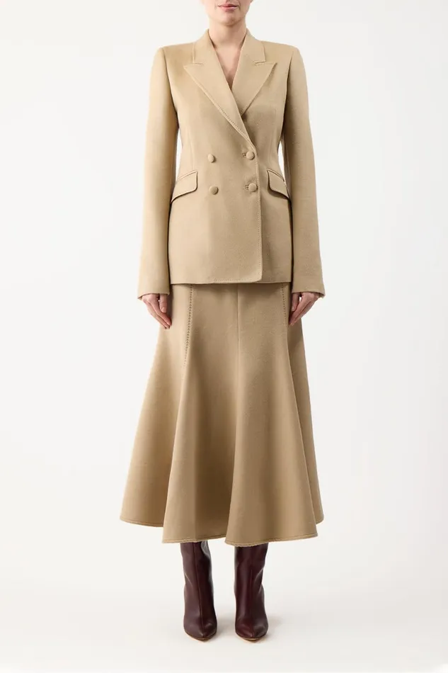 Suits Women Gabriela Hearst Stephanie Blazer In Camel Winter Silk
