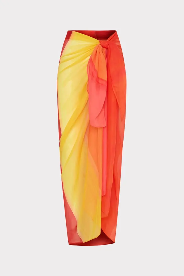 Sunset Stripe Chiffon Sarong Multi Women Milly Swim and Coverups
