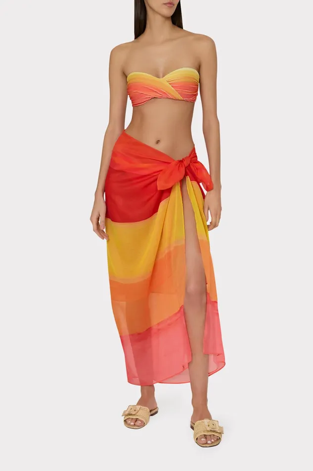 Sunset Stripe Chiffon Sarong Multi Women Milly Swim and Coverups