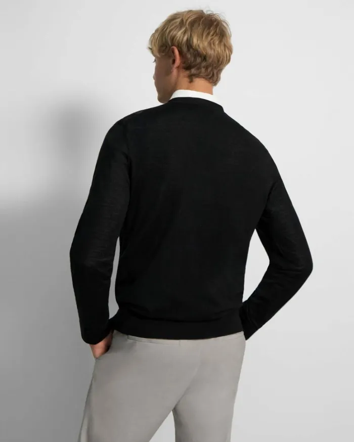 Sweaters Cardigans Men Theory Crewneck Sweater In Regal Wool Black Sweaters Cardigans Men Theory Crewneck Sweater In Regal Wool Black