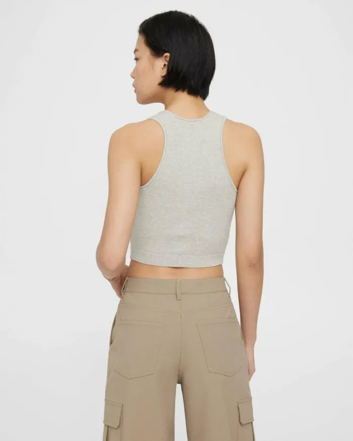 Sweaters Cardigans Women Theory Cropped Tank Top In CottonCashmere Light Heather Grey Sweaters Cardigans Women Theory Cropped Tank Top In CottonCashmere Light Heather Grey