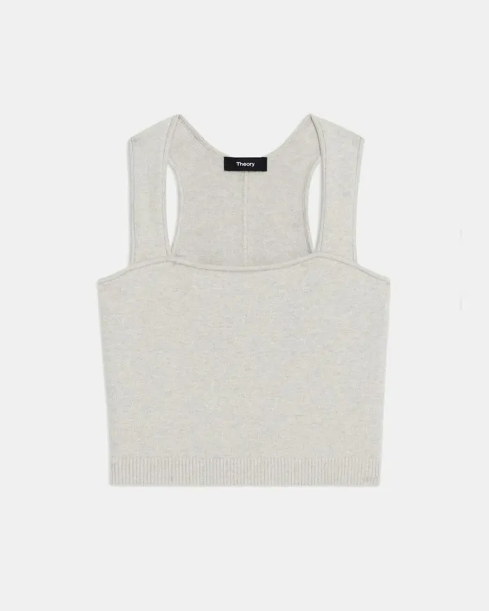 Sweaters Cardigans Women Theory Cropped Tank Top In CottonCashmere Light Heather Grey Sweaters Cardigans Women Theory Cropped Tank Top In CottonCashmere Light Heather Grey