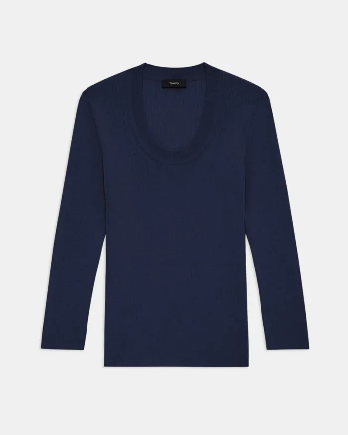 Sweaters Cardigans Women Theory Scoop Neck Sweater In Regal Wool Deep Navy Sweaters Cardigans Women Theory Scoop Neck Sweater In Regal Wool Deep Navy
