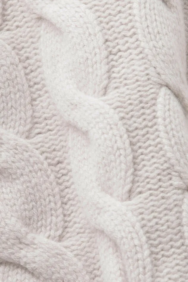 Sweaters Men Esprit Cable Knit Wool Shawl Sweater Light Taupe