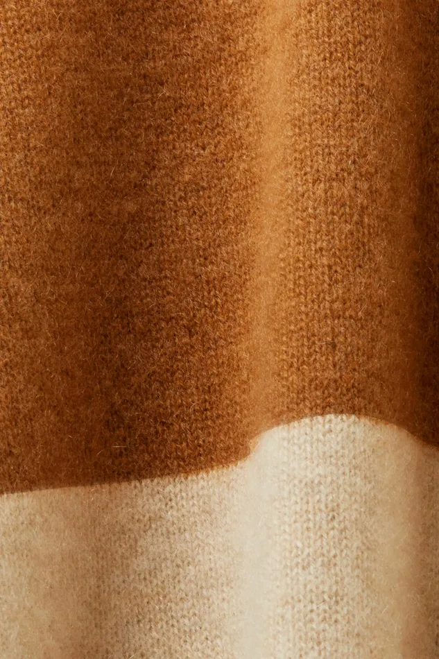 Sweaters Men Esprit Cashmere VNeck Rugby Stripe Sweater Brown
