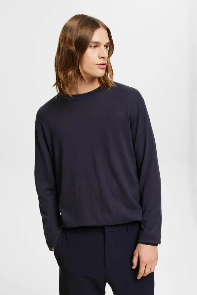 Sweaters Men Esprit Fine Knit Jumper Navy