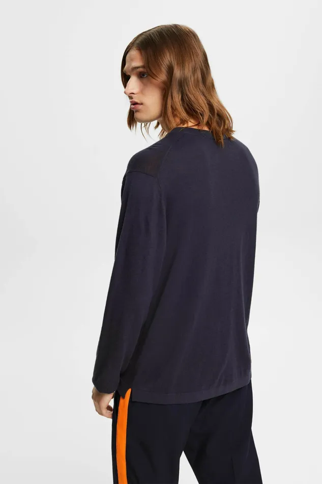 Sweaters Men Esprit Fine Knit Jumper Navy