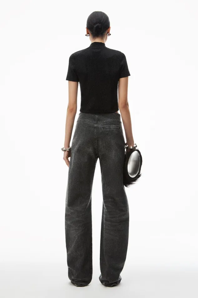 Sweaters Women Alexander Wang Crystal Hotfix Mock Neck Top