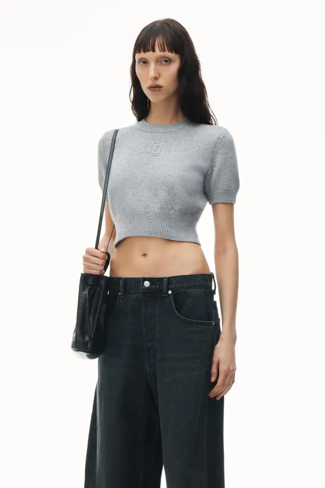 Sweaters Women Alexander Wang Short Sleeve Cropped Pullover