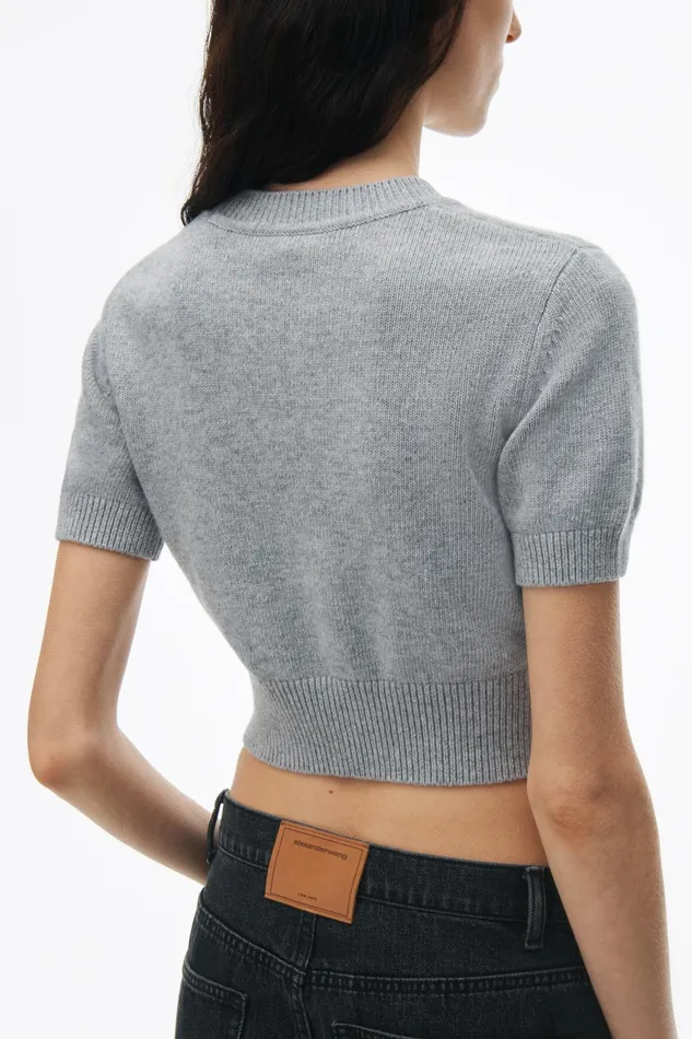 Sweaters Women Alexander Wang Short Sleeve Cropped Pullover