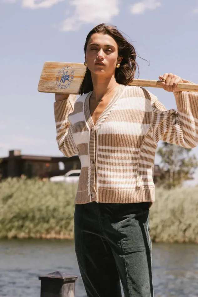Sweaters Women Bohme Yannah Striped Cardigan In Camel Camel