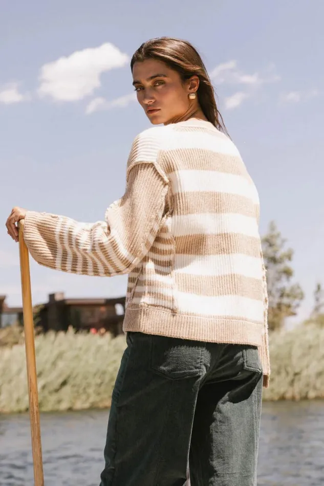 Sweaters Women Bohme Yannah Striped Cardigan In Camel Camel