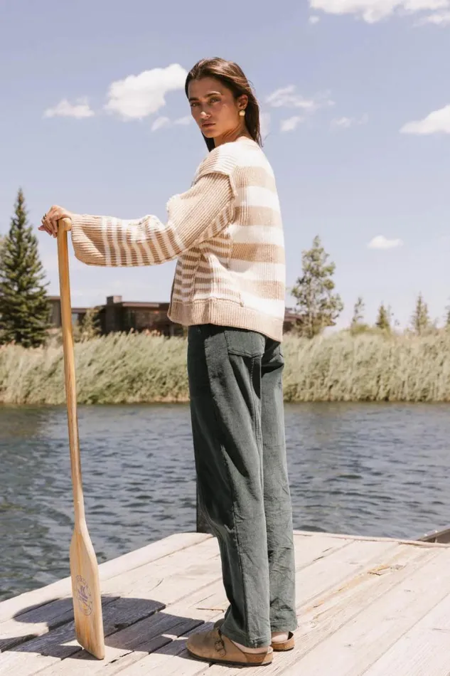 Sweaters Women Bohme Yannah Striped Cardigan In Camel Camel