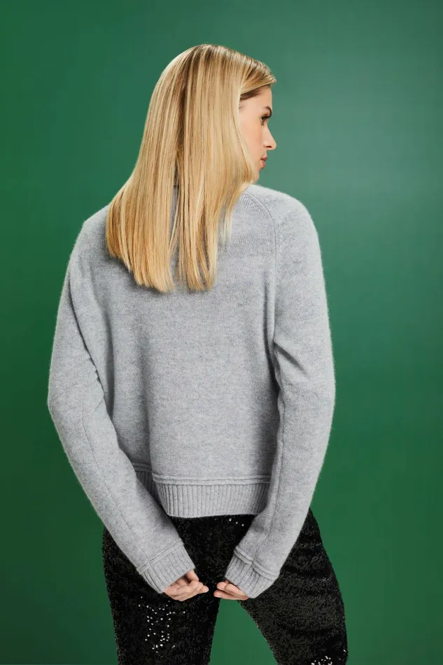 Sweaters Women Esprit Cashmere Turtleneck Sweater Light Grey