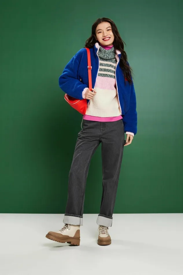 Sweaters Women Esprit Striped RibKnit Turtleneck Sweater Ice