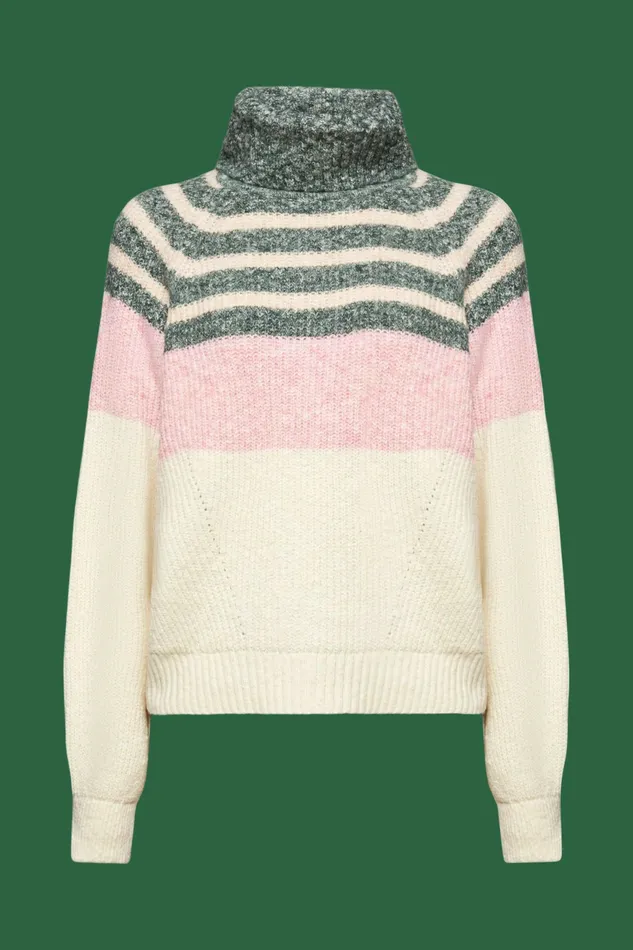 Sweaters Women Esprit Striped RibKnit Turtleneck Sweater Ice