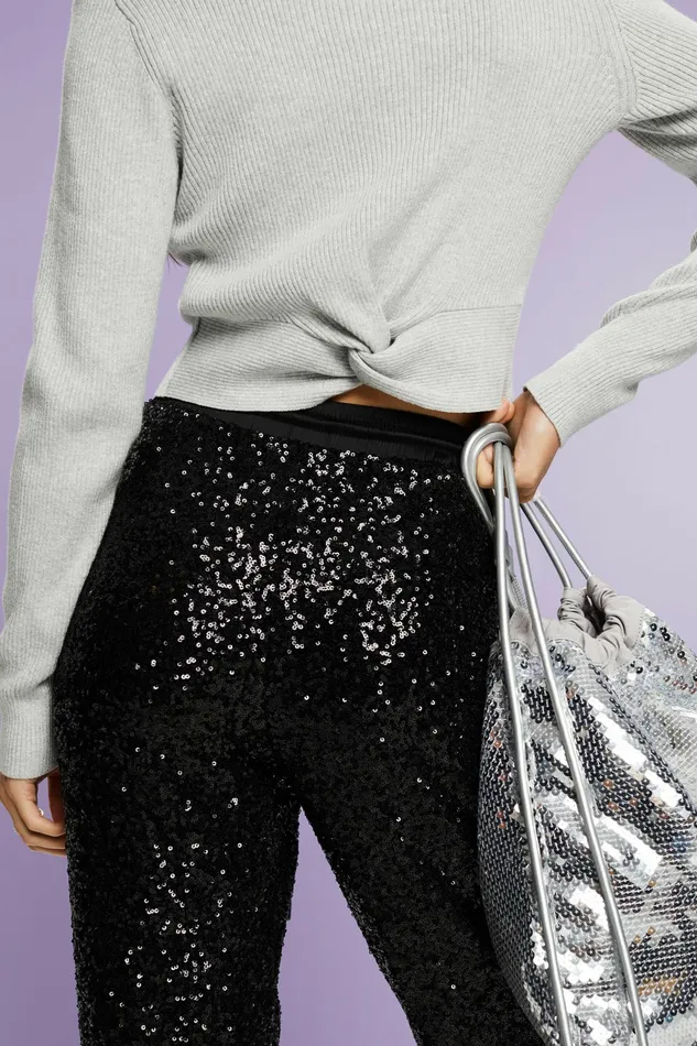 Sweaters Women Esprit Twisted Back Metallic Sweater Silver