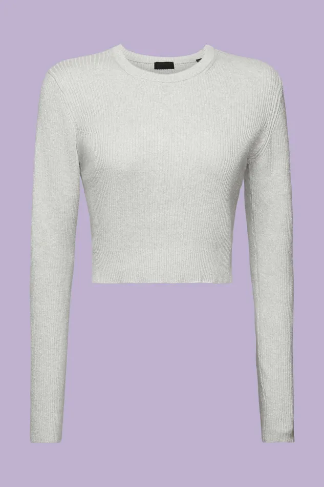 Sweaters Women Esprit Twisted Back Metallic Sweater Silver