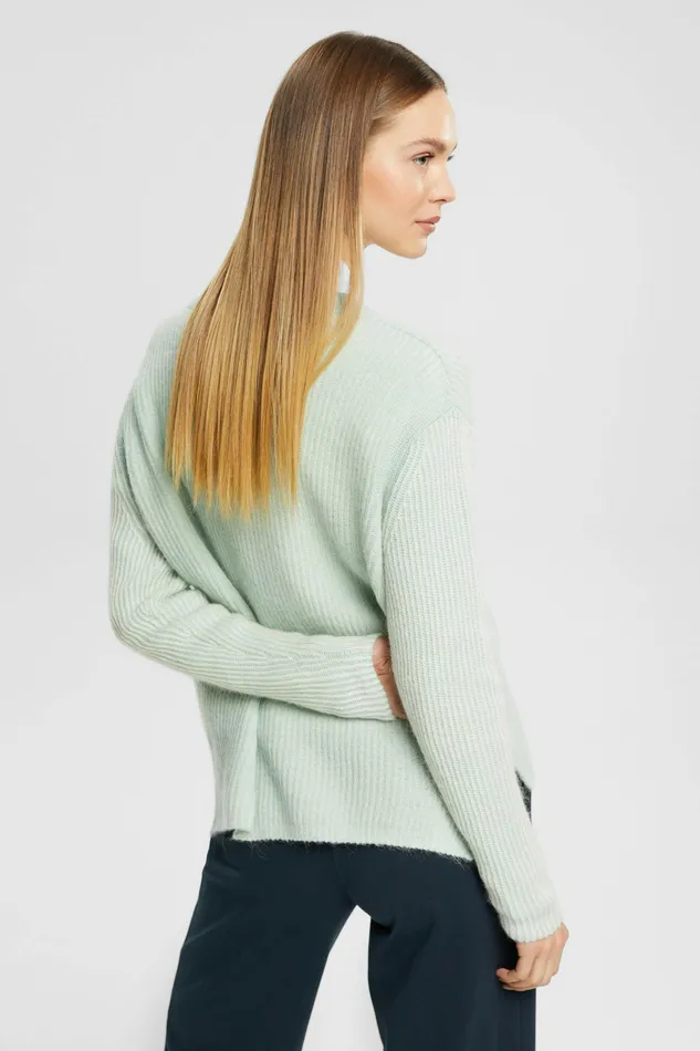 Sweaters Women Esprit TwoTone Jumper With Alpaca Light Aqua Green