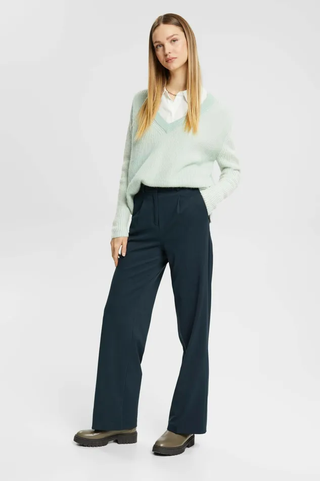 Sweaters Women Esprit TwoTone Jumper With Alpaca Light Aqua Green
