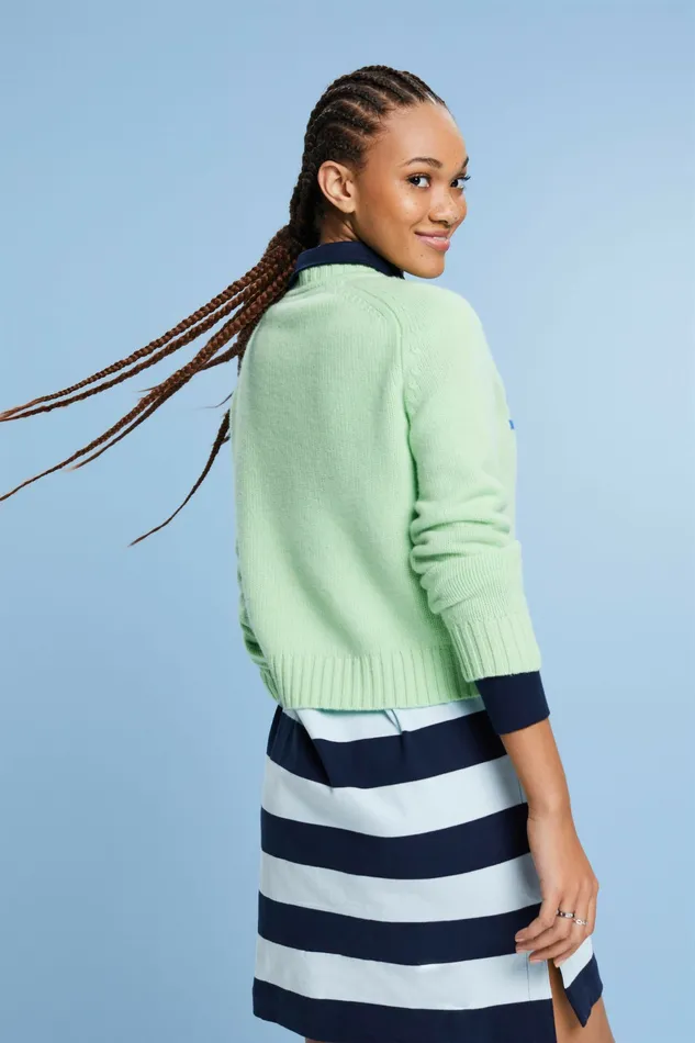 Sweaters Women Esprit Wool Cashmere Logo Sweater Light Green