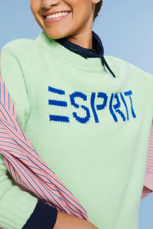 Sweaters Women Esprit Wool Cashmere Logo Sweater Light Green