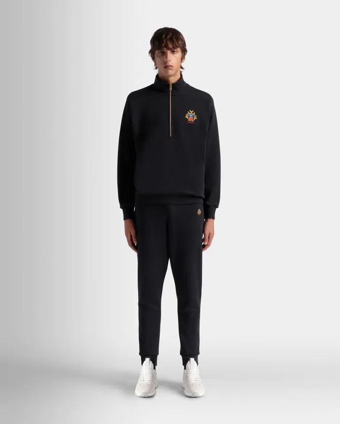 Sweatpants With A Bally Crest Logo In Navy Blue Cotton Men Bally Tracksuits