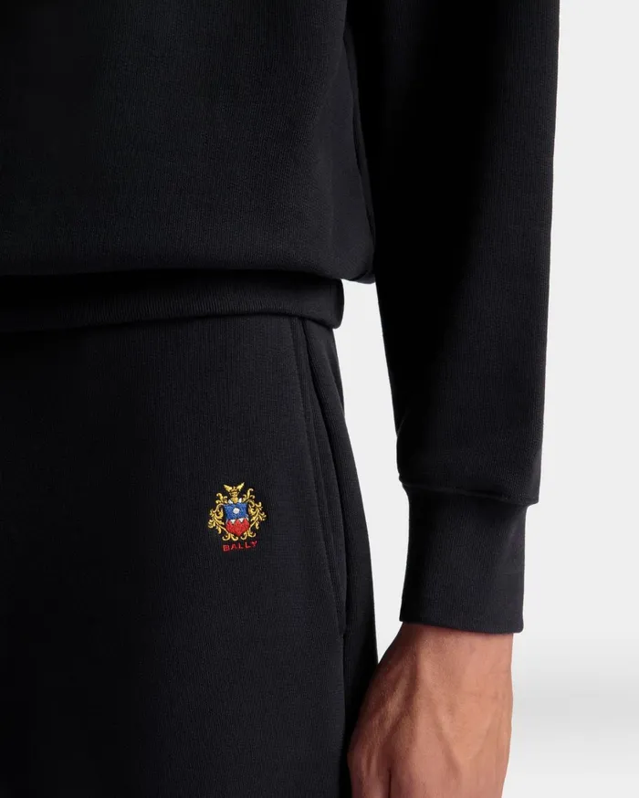 Sweatpants With A Bally Crest Logo In Navy Blue Cotton Men Bally Tracksuits
