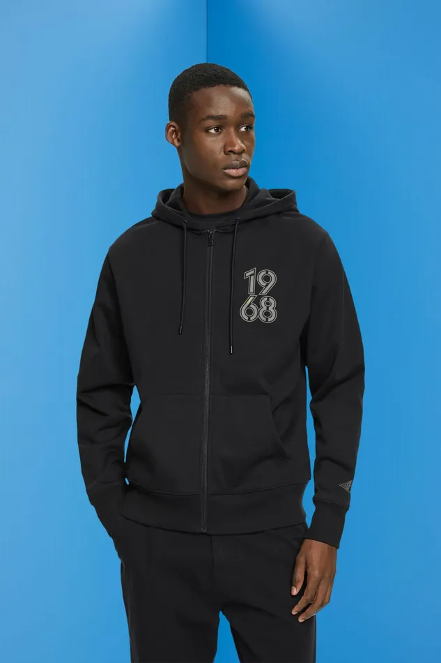Sweatshirts Hoodies Men Esprit FullLength Zip Hoodie Black