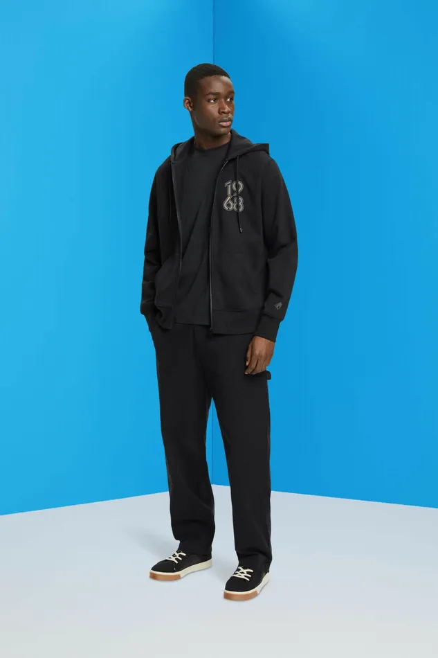 Sweatshirts Hoodies Men Esprit FullLength Zip Hoodie Black