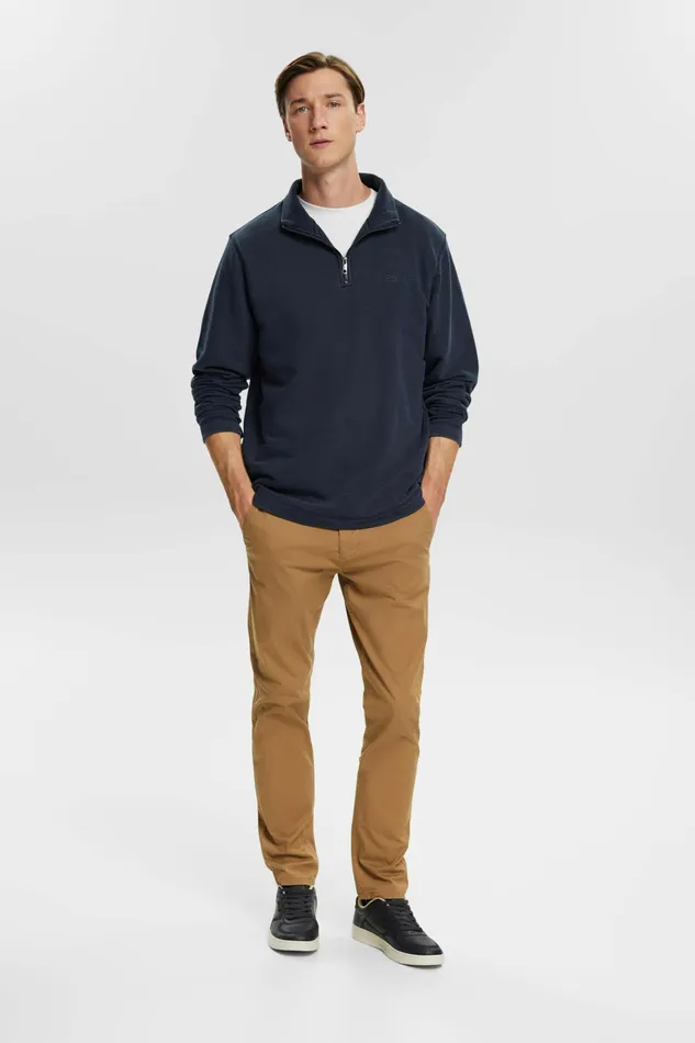 Sweatshirts Hoodies Men Esprit Logo Embroidered Half Zip Sweatshirt Navy