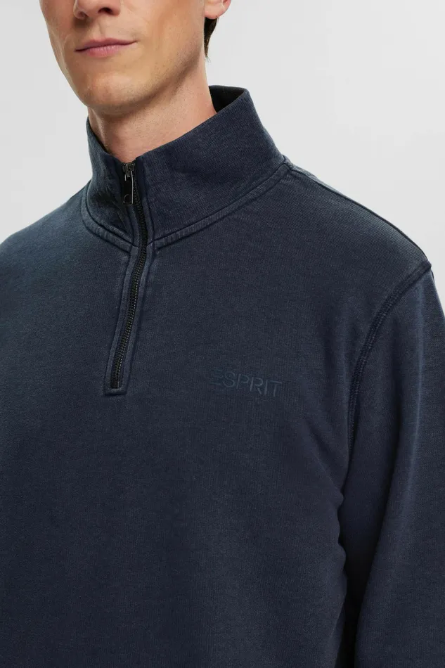 Sweatshirts Hoodies Men Esprit Logo Embroidered Half Zip Sweatshirt Navy