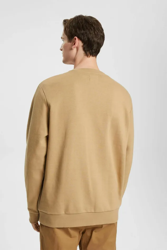 Sweatshirts Hoodies Men Esprit Logo Print Crewneck Sweatshirt Khaki Beige