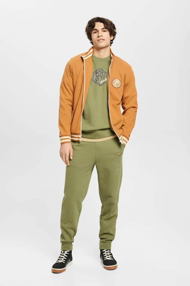 Sweatshirts Hoodies Men Esprit Logo Print Crewneck Sweatshirt Olive