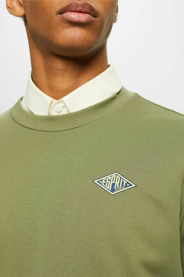 Sweatshirts Hoodies Men Esprit Logo Print Crewneck Sweatshirt Olive
