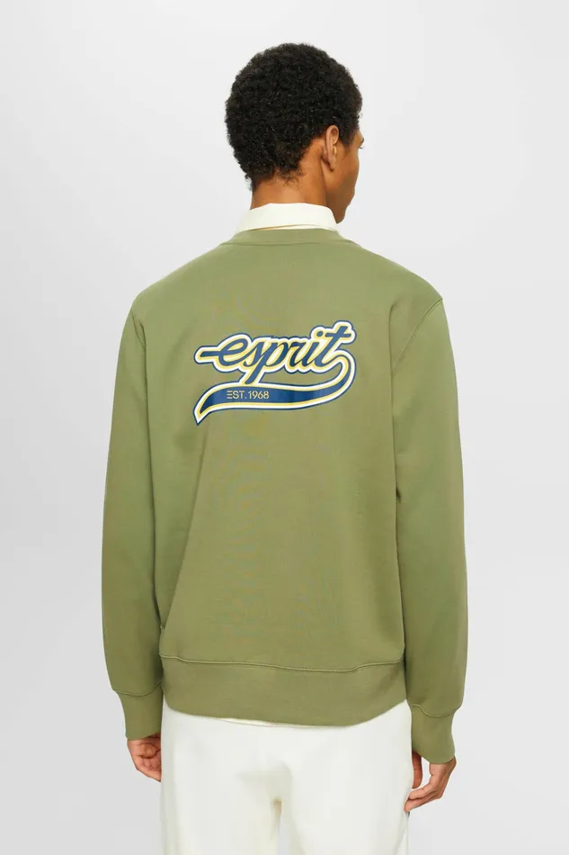 Sweatshirts Hoodies Men Esprit Logo Print Crewneck Sweatshirt Olive