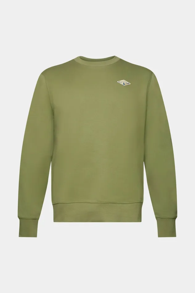 Sweatshirts Hoodies Men Esprit Logo Print Crewneck Sweatshirt Olive