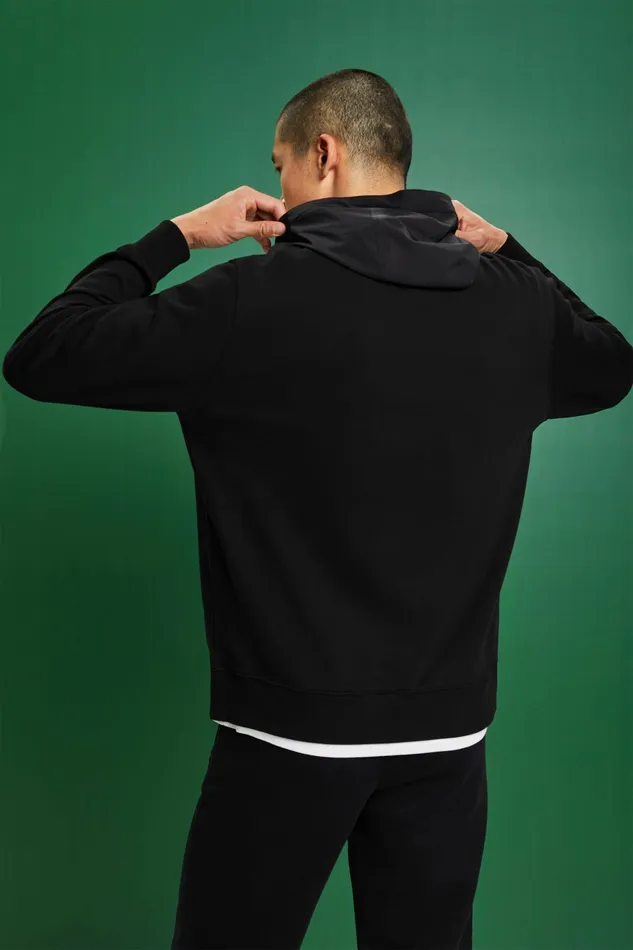 Sweatshirts Hoodies Men Esprit Nylon Paneled Hoodie Black