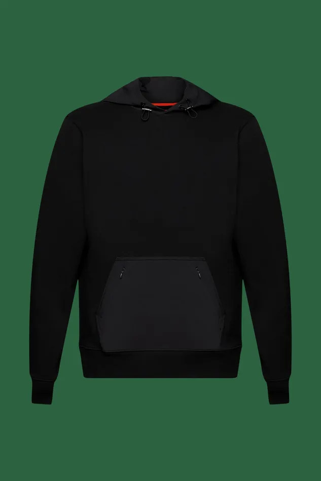 Sweatshirts Hoodies Men Esprit Nylon Paneled Hoodie Black