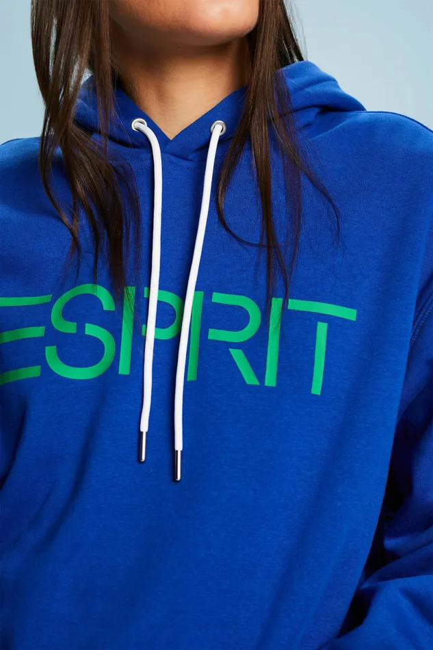 Sweatshirts Hoodies Men Esprit Unisex Logo Fleece Hoodie Bright Blue
