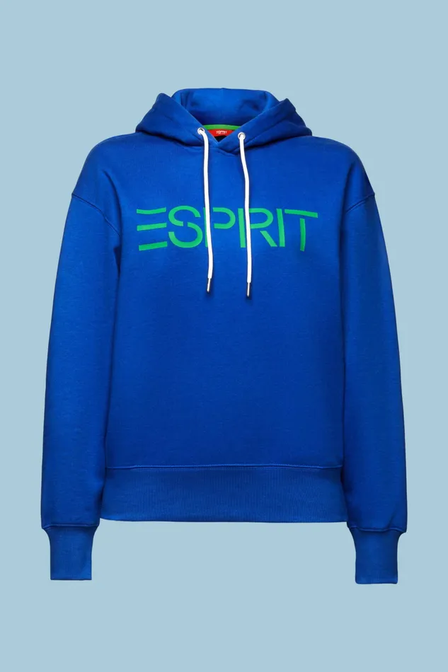 Sweatshirts Hoodies Men Esprit Unisex Logo Fleece Hoodie Bright Blue