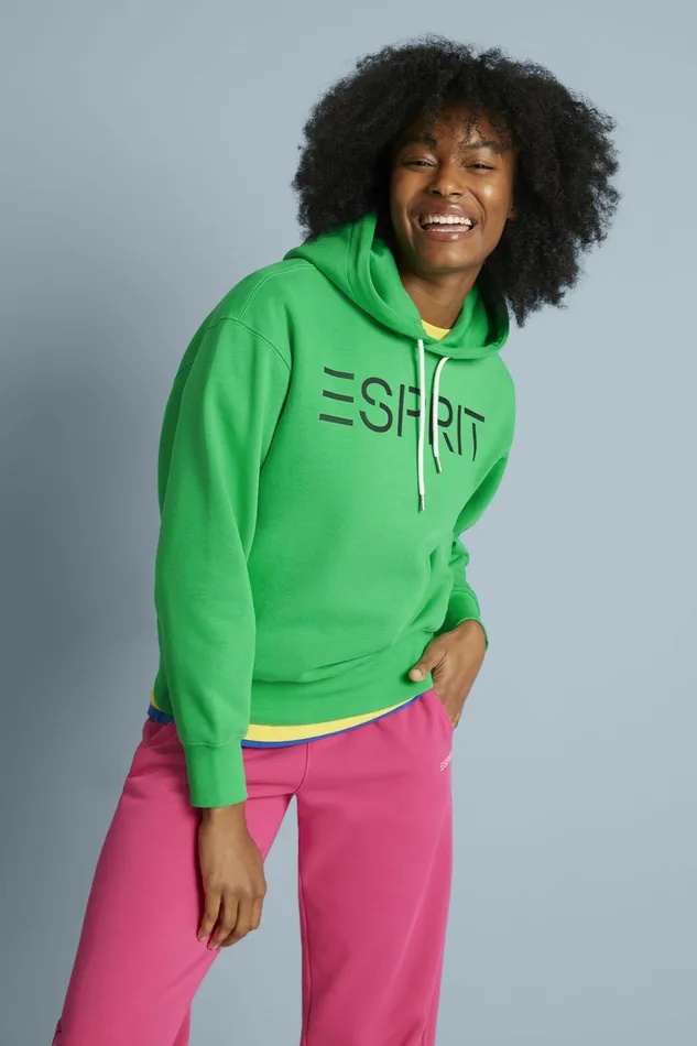 Sweatshirts Hoodies Men Esprit Unisex Logo Fleece Hoodie Green