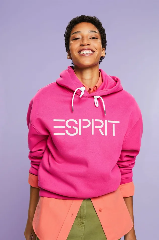Sweatshirts Hoodies Men Esprit Unisex Logo Fleece Hoodie Pink Fuchsia