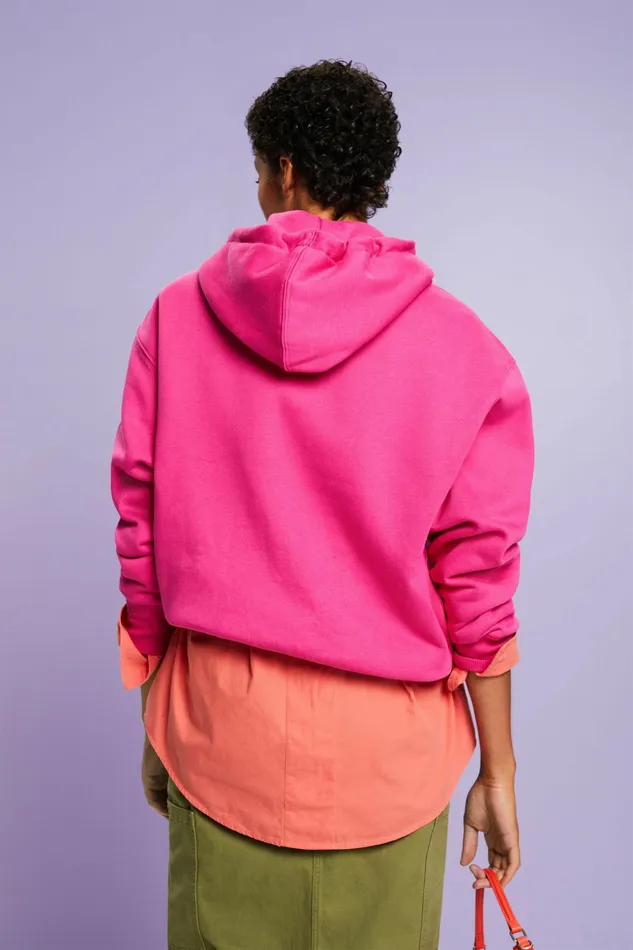 Sweatshirts Hoodies Men Esprit Unisex Logo Fleece Hoodie Pink Fuchsia