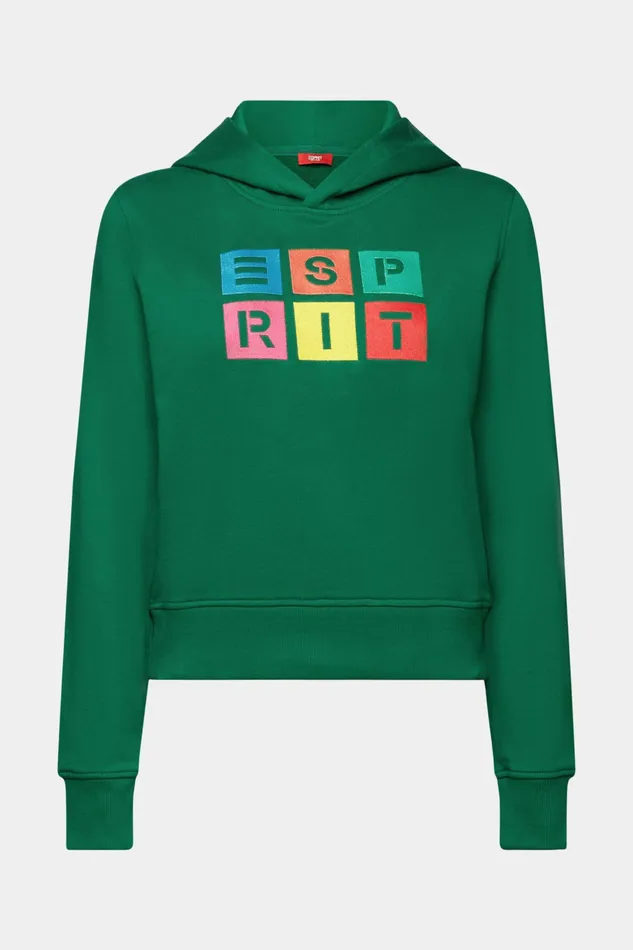 Sweatshirts Hoodies Women Esprit Organic Cotton Embroidered Logo Hoodie Dark Green