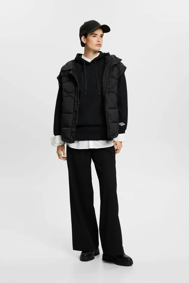 Sweatshirts Hoodies Women Esprit Oversized CottonFleece Hoodie Black