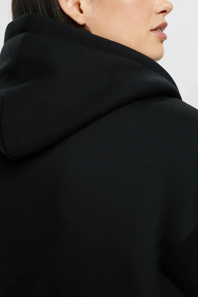 Sweatshirts Hoodies Women Esprit Oversized CottonFleece Hoodie Black